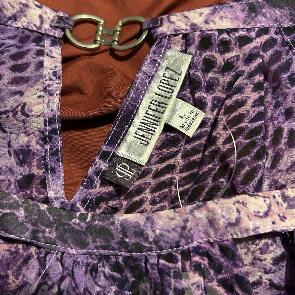 Large Jennifer Lopez Purple Snake Print Peep Top #1893*8 (JFT) - Picture 2 of 11